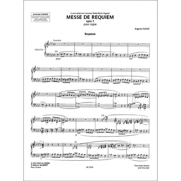 Messe de requiem - opus 1 : pour orgue